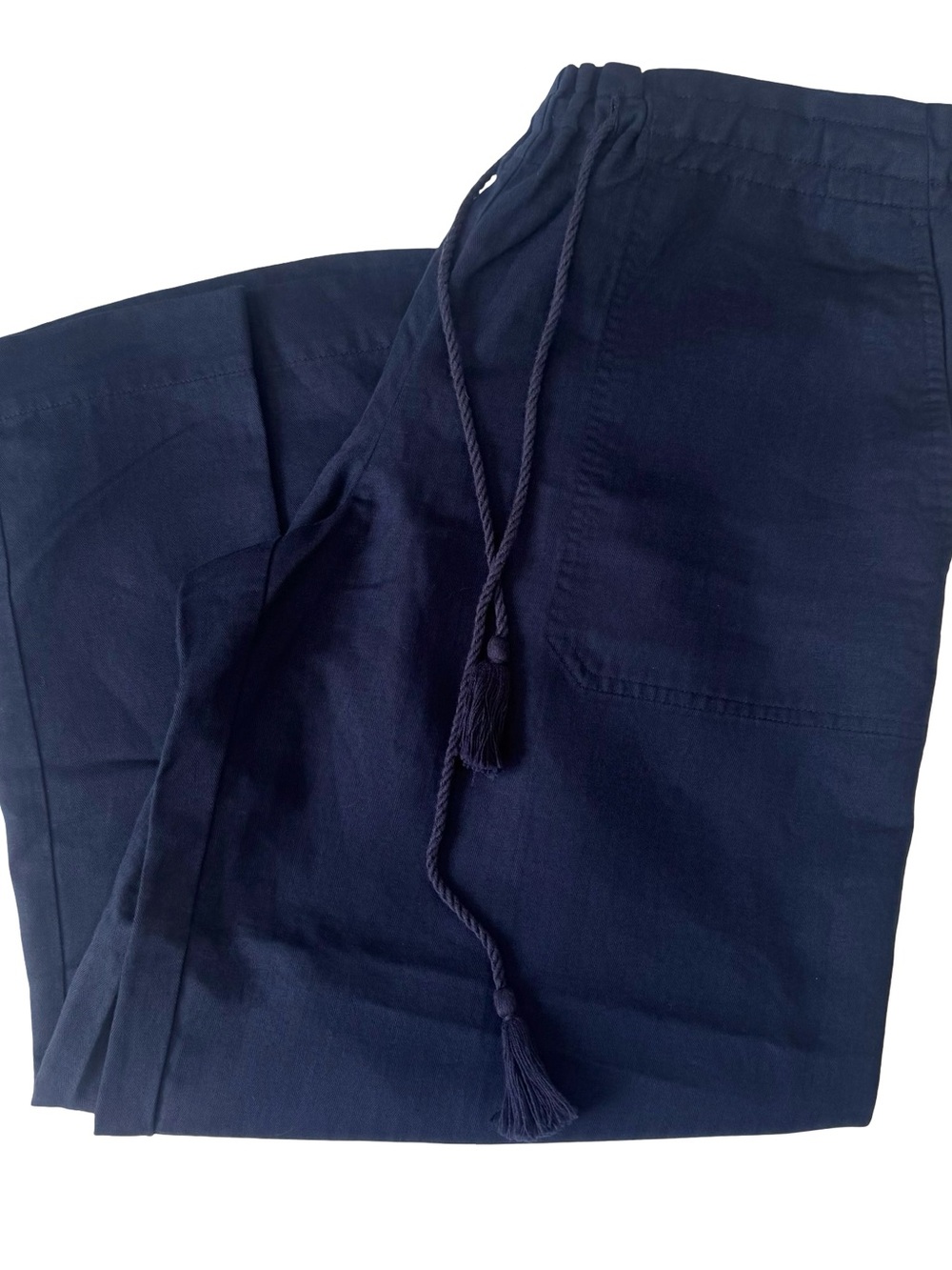 Lauren Ralph Lauren Women’s Blue Linen Cotton Drawstring Cropped Pants Size M